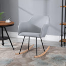 Sedia a Dondolo in Metallo e Tessuto Lino 46x69x80 cm  Grigio Chiaro