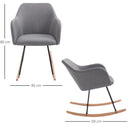 Sedia a Dondolo in Metallo e Tessuto Lino 46x69x80 cm  Grigio Chiaro