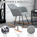 Sedia a Dondolo in Metallo e Tessuto Lino 46x69x80 cm  Grigio Chiaro