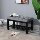 Panca Scarpiera 1 Ripiano in Legno e Tessuto   Nero e Grigio