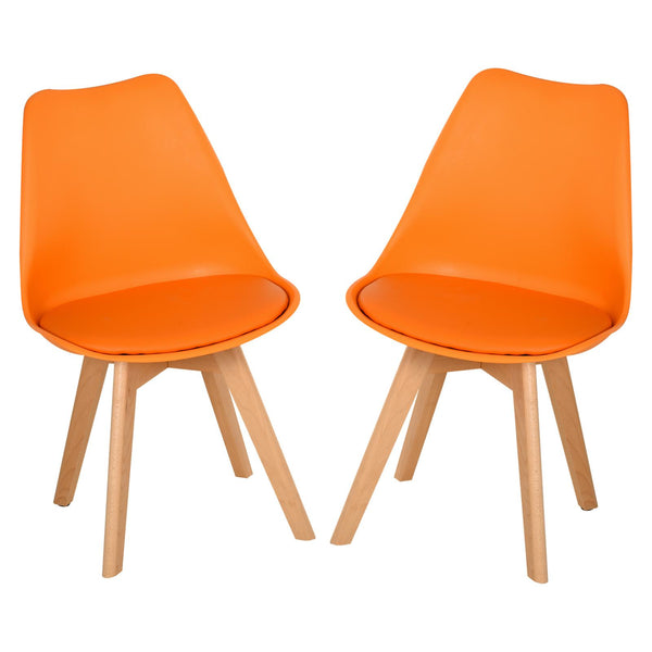 Lot de 2 chaises en similicuir avec pieds en bois orange acquista
