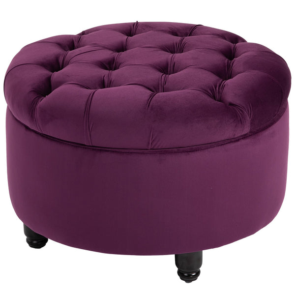 sconto Pouf de rangement avec housse en velours à boutons matelassés violets