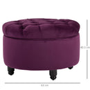 Pouf Contenitore con Coperchio in Velluto con Bottoni Trapuntati   Viola