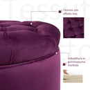 Pouf Contenitore con Coperchio in Velluto con Bottoni Trapuntati   Viola