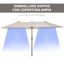 Ombrellone da Giardino 4,6x2,7 m Palo Ø48 mm Doppio Tetto Beige