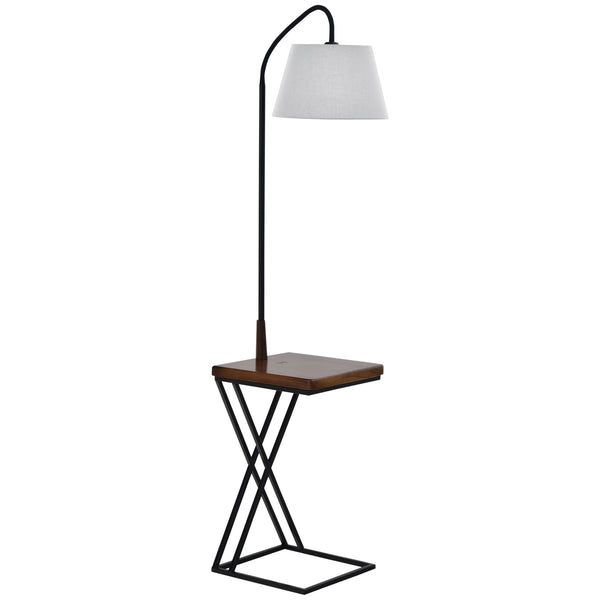 Lampadaire avec étagère en acier et bois 36x36x165 cm online