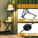 Lampada da Terra con Ripiano in Acciaio e Legno 36x36x165 cm 