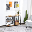 Scaffale 3 Ripiani in Acciaio e Legno 120x30x76 cm  Marrone