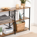 Scaffale 3 Ripiani in Acciaio e Legno 120x30x76 cm  Marrone