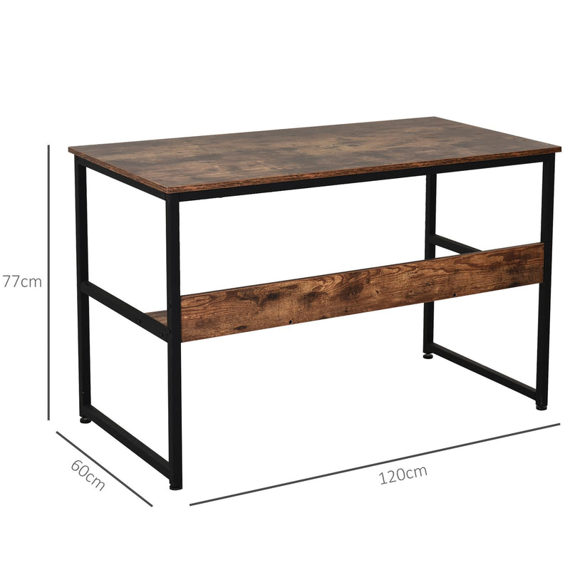Scrivania da Ufficio Porta PC in Acciaio e Legno 120x60x77 cm  Marrone Scuro