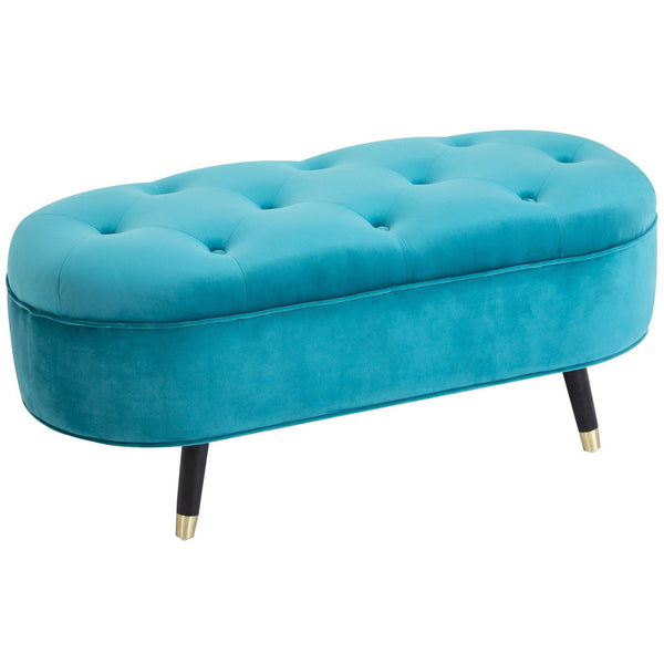 prezzo Banc rembourré en tissu velours 107x36x48 cm Bleu