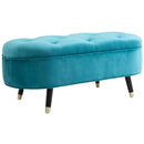 Panca Imbottita in Tessuto Velluto 107x36x48 cm  Blu