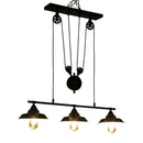 Lampada da Soffitto 3 Paralumi E27 in Metallo 90x22x180 cm  Nero