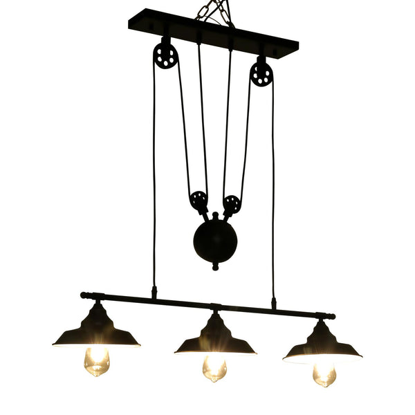 acquista Plafonnier 3 Abat-jours E27 en Métal 90x22x180 cm Noir