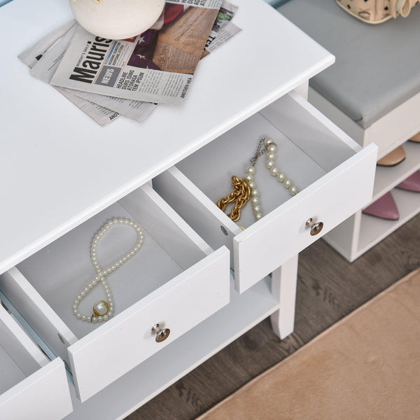 Table console d'entrée 3 tiroirs 1 étagère 90x40x75 cm Blanc sconto