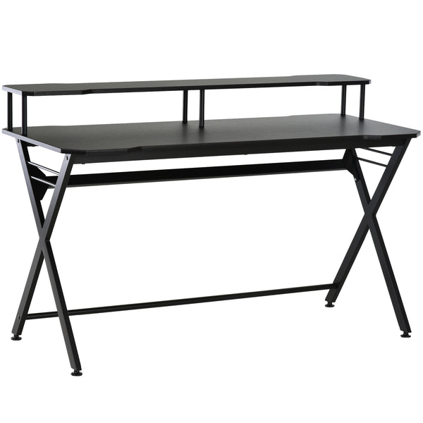 Support PC de bureau avec plateau surélevé en MDF 140x60x90 cm Noir sconto