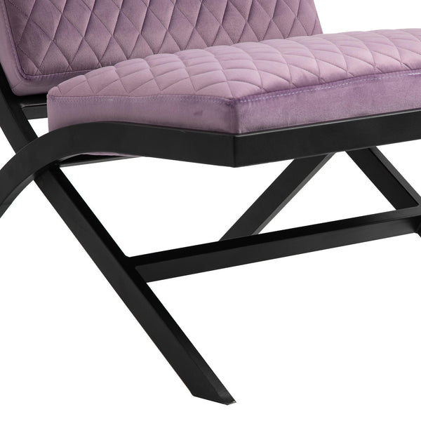 Fauteuil rembourré en acier et polyester effet matelassé 65x82x68 cm Violet prezzo