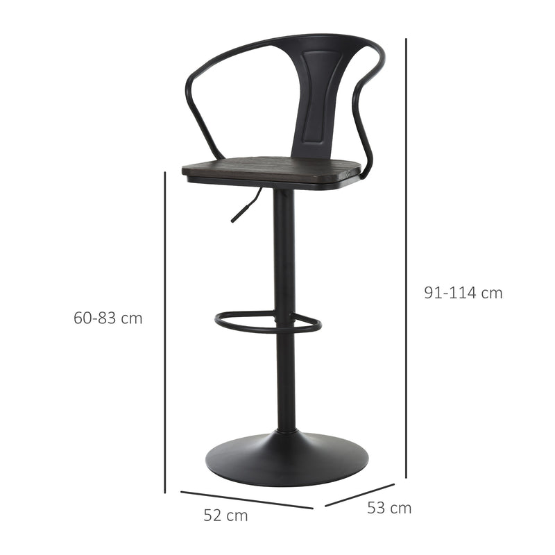 Set 2 Sgabelli da Bar Alti in Acciaio e Legno   Neri