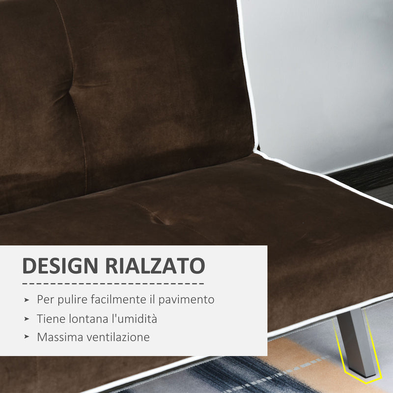 Divano Letto 2 Posti in Tessuto 170x76x72,5 cm  Marrone