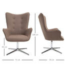 Poltrona Girevole Imbottita in Tessuto Scamosciato   Marrone