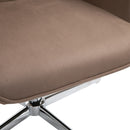 Poltrona Girevole Imbottita in Tessuto Scamosciato   Marrone