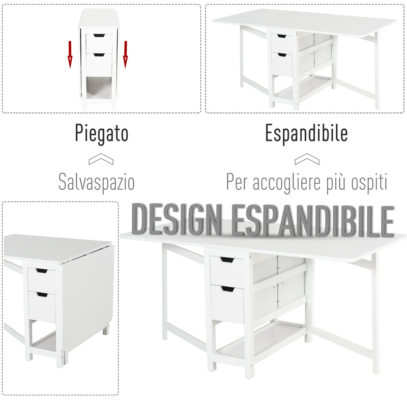 Consolle Allungabile con Cassetti 150x80x74 cm  Bianco