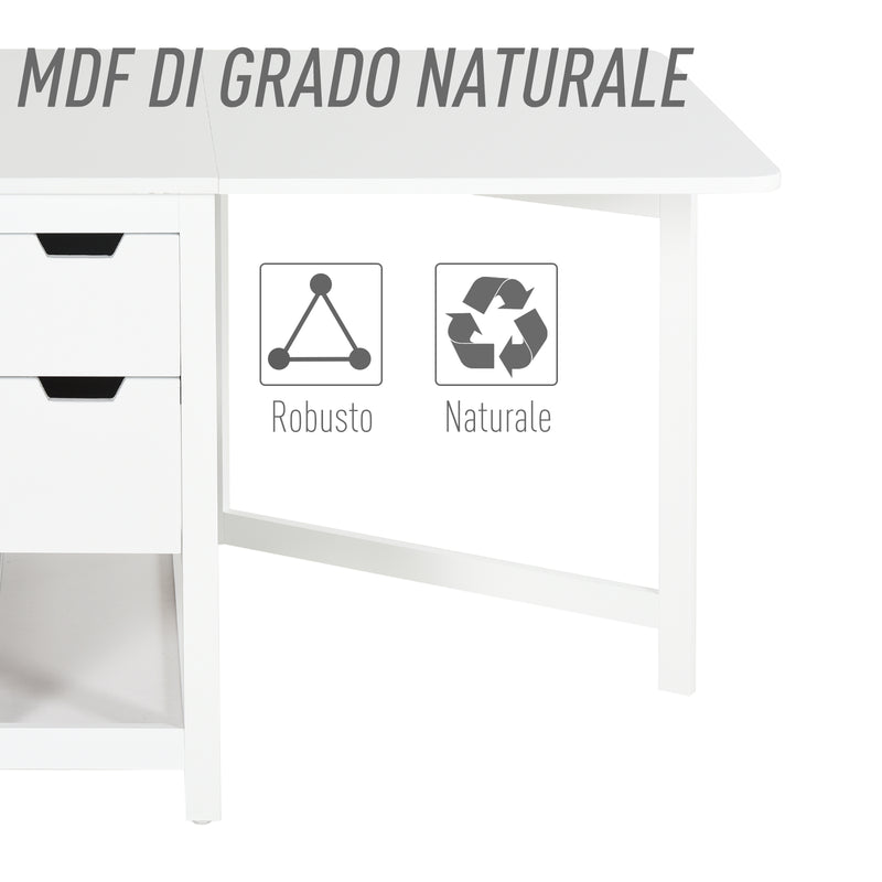 Consolle Allungabile con Cassetti 150x80x74 cm  Bianco