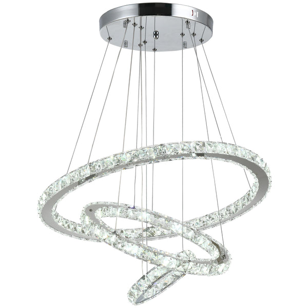 Plafonnier LED 40W 3 Anneaux en Acier et Cristal Ø60x110 cm prezzo