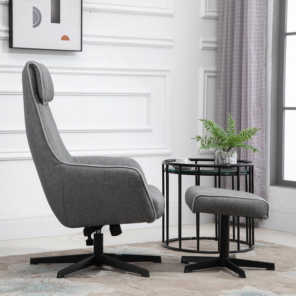 Fauteuil inclinable avec repose-pieds en acier et tissu polyester gris sconto