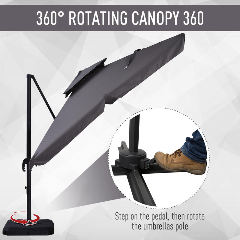 Ombrellone Decentrato da Giardino in Alluminio 2,7x2,7m  Grigio