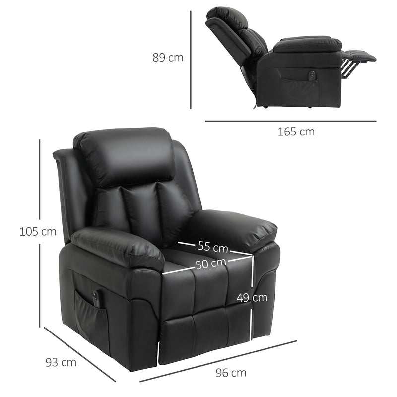 Poltrona Alzapersona Elettrica 1 Motore 96x93x105 cm  in Similpelle Nera