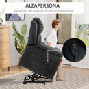Poltrona Alzapersona Elettrica 1 Motore 96x93x105 cm  in Similpelle Nera