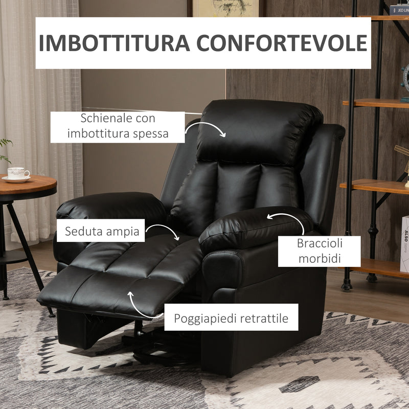 Poltrona Alzapersona Elettrica 1 Motore 96x93x105 cm  in Similpelle Nera