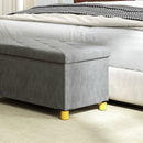 Panca Contenitore Pieghevole 76x38x38 cm Capienza da 67L Coperchio Imbottito e Rivestimento Vellutato Grigio      