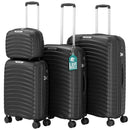 Set 4 Valigie Rigide Resistente agli Urti Beauty Case in Polipropilene Nero      