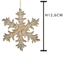 Set 12 Fiocco Neve con Glitter H12,6 cm Oro