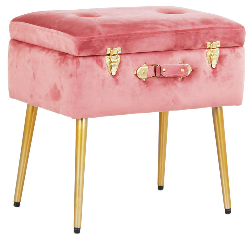 Pouf Valigetta 51x37x51 cm in Velluto Rosa
