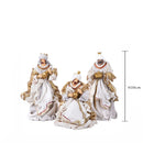 Set 3 Statuine Re Magi 36 cm in Tessuto e Resina Bianco e Oro