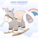 Dondolo per Bambini in Legno Asino in Peluche con Suono 