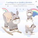 Dondolo per Bambini in Legno Asino in Peluche con Suono 