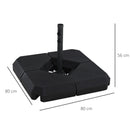 Base per Ombrellone da Giardino Ø48 80x80x50 cm in Plastica 60 Litri Nero