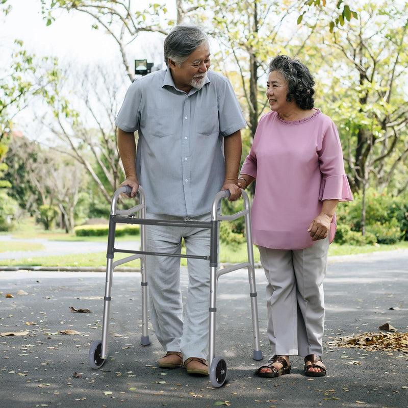 Deambulatore Pieghevole in Alluminio con Ruote 