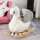 Dondolo per Bambini in Legno Cigno in Peluche   Bianco e Grigio