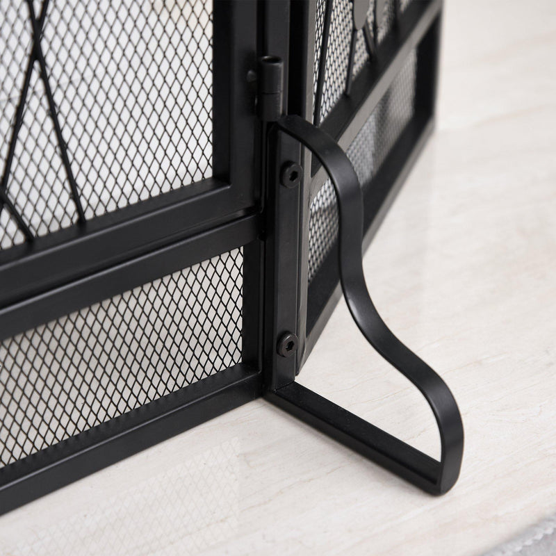 Parascintille con Antine 125x80 cm per Camino a Legna in Metallo  Nero