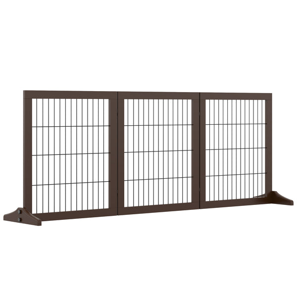 Barrière de sécurité pliable pour animaux de compagnie 185x36x71 cm en bois marron online