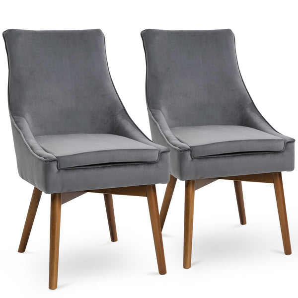 Ensemble de 2 chaises rembourrées en bois et velours gris acquista
