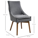 Set 2 Sedie Imbottite in Legno e Velluto  Grigio