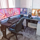 Scrivania da Ufficio ad Angolo Porta PC 170x140x86,5 cm in Acciaio e MDF  Nera