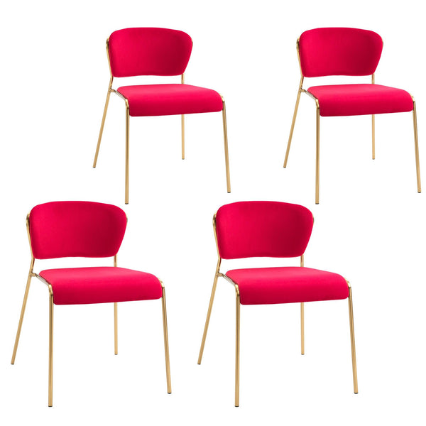 Lot de 4 chaises métal et polyester rouge sconto