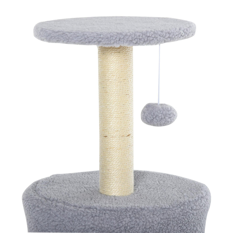 Albero Tiragraffi con Cuccia per Gatti in Legno Sisal 40x40x103 cm  Grigio Chiaro